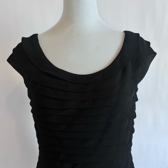 ADRIANNA PAPELL WOMENS BLACK TIERED RUFFLE CAP FORMAL COCKTAIL DRESS - Picture 3 of 13